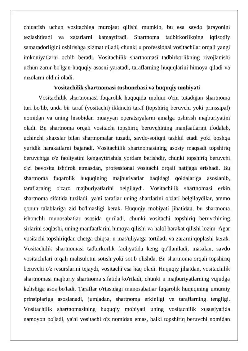 Vositachilik shartnomasini qo‘llash muammolari 3