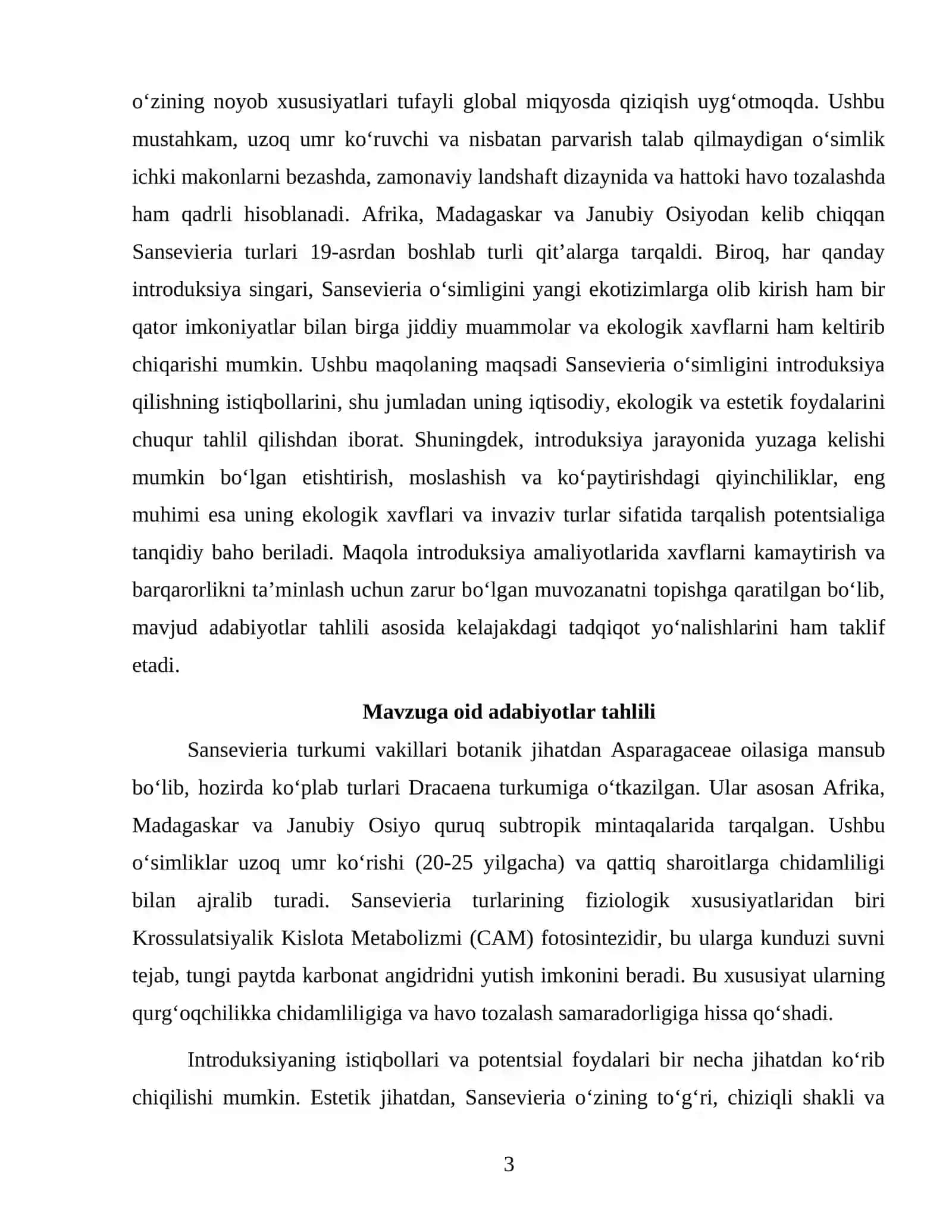 Sansevaria oʻsimligi introduksiya istiqbollari, muammo va kamchiliklari 3