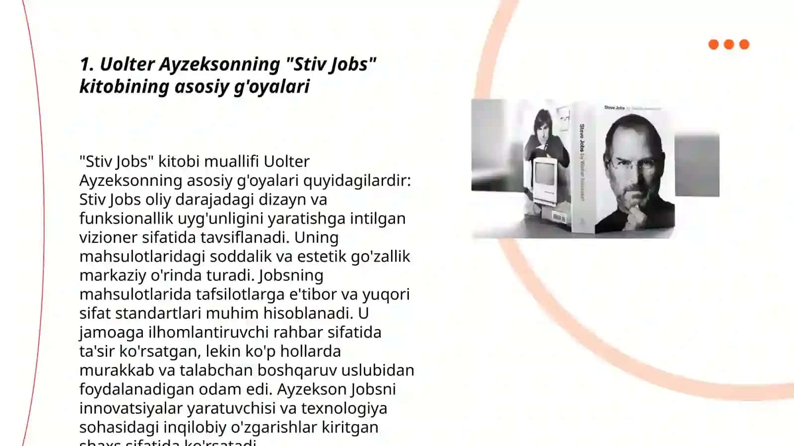 "Stiv Jobs" kitobining asosiy g'oyalari 3