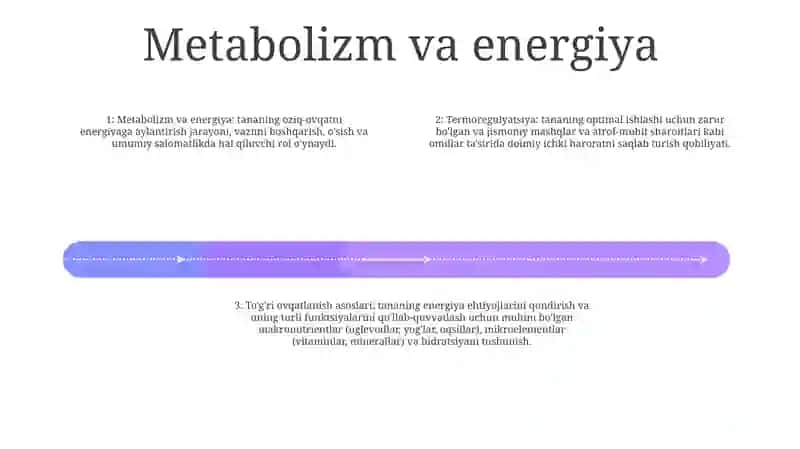 Metabolizm Va Energiyani OʻRganish. Termoregulyatsiya. ToʻGʻRi Ovqatlanish Asoslari 3