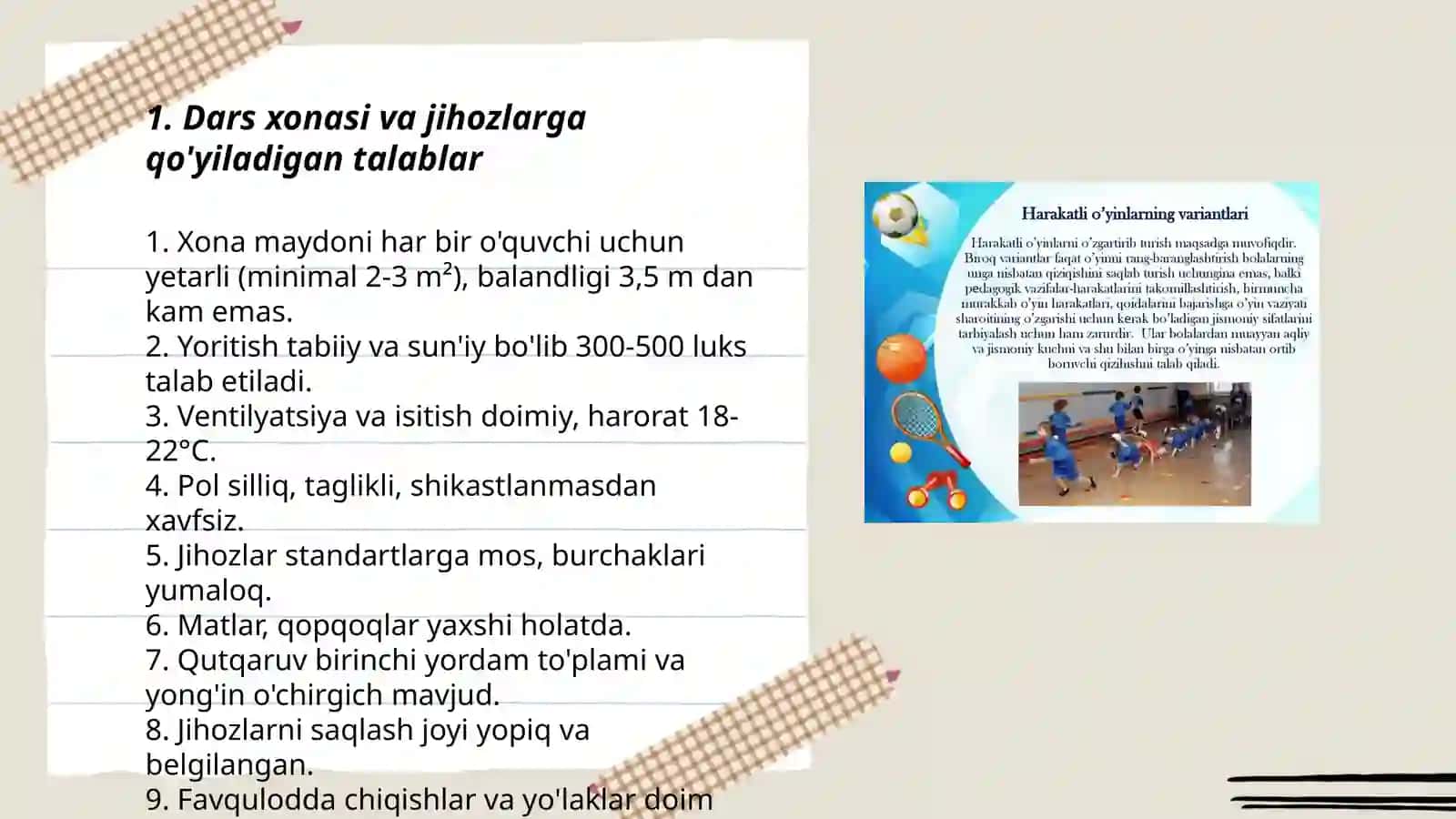 Jismoniy tarbiya darsiga bölgan talablar 3