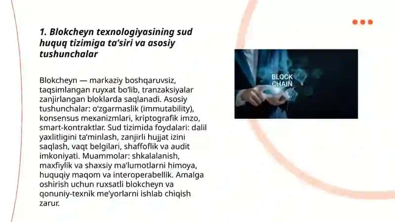Sud huquq tizimida blokcheynlarning o'rn 3