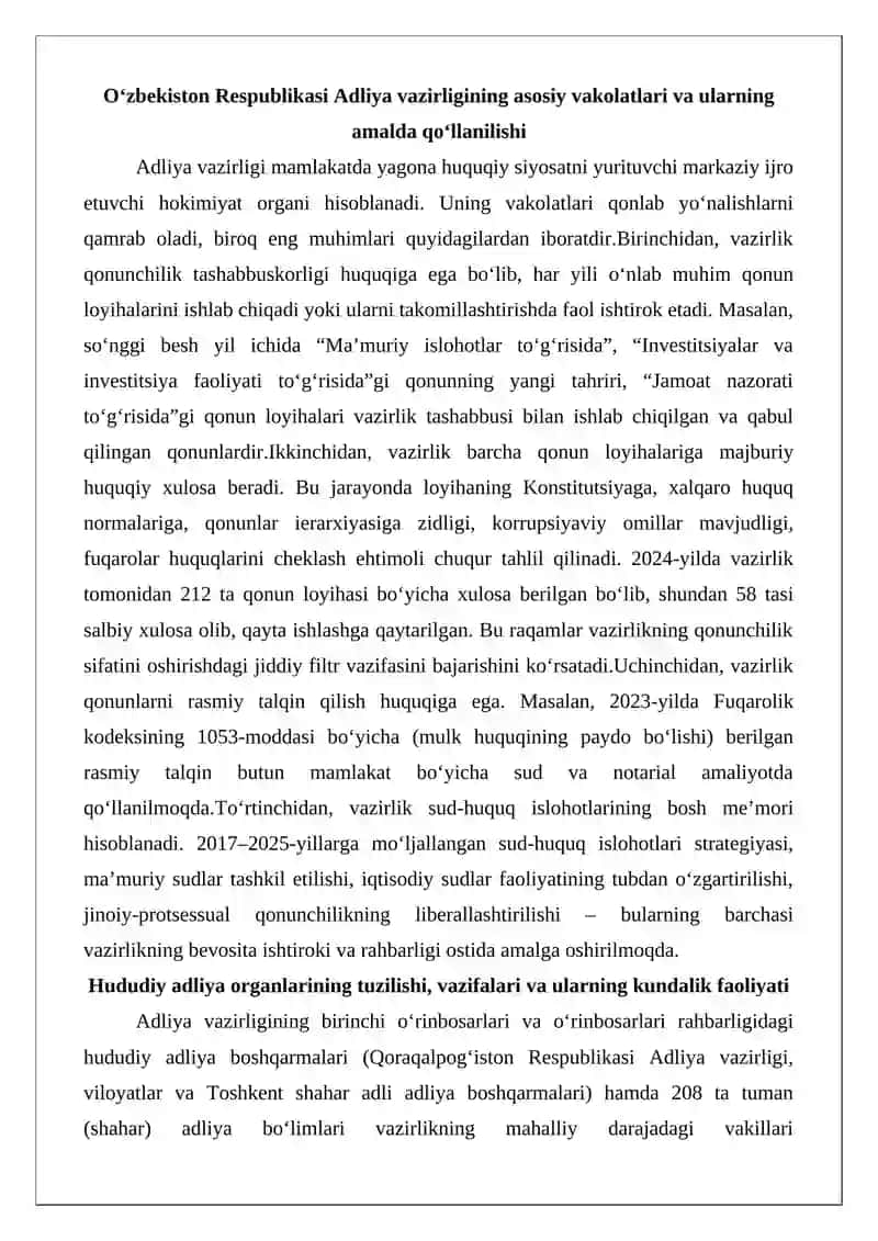 Adliya Organlarining Hujjatlari va Ularining Ijro Etilishi 3