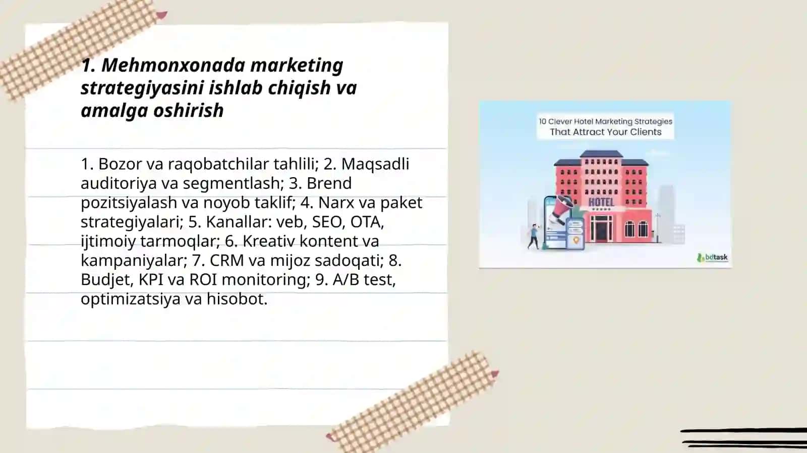 Mehmonxona korxonalarida marketing boshqaruvi hamda kreativ fikrlashning o‘rni 3