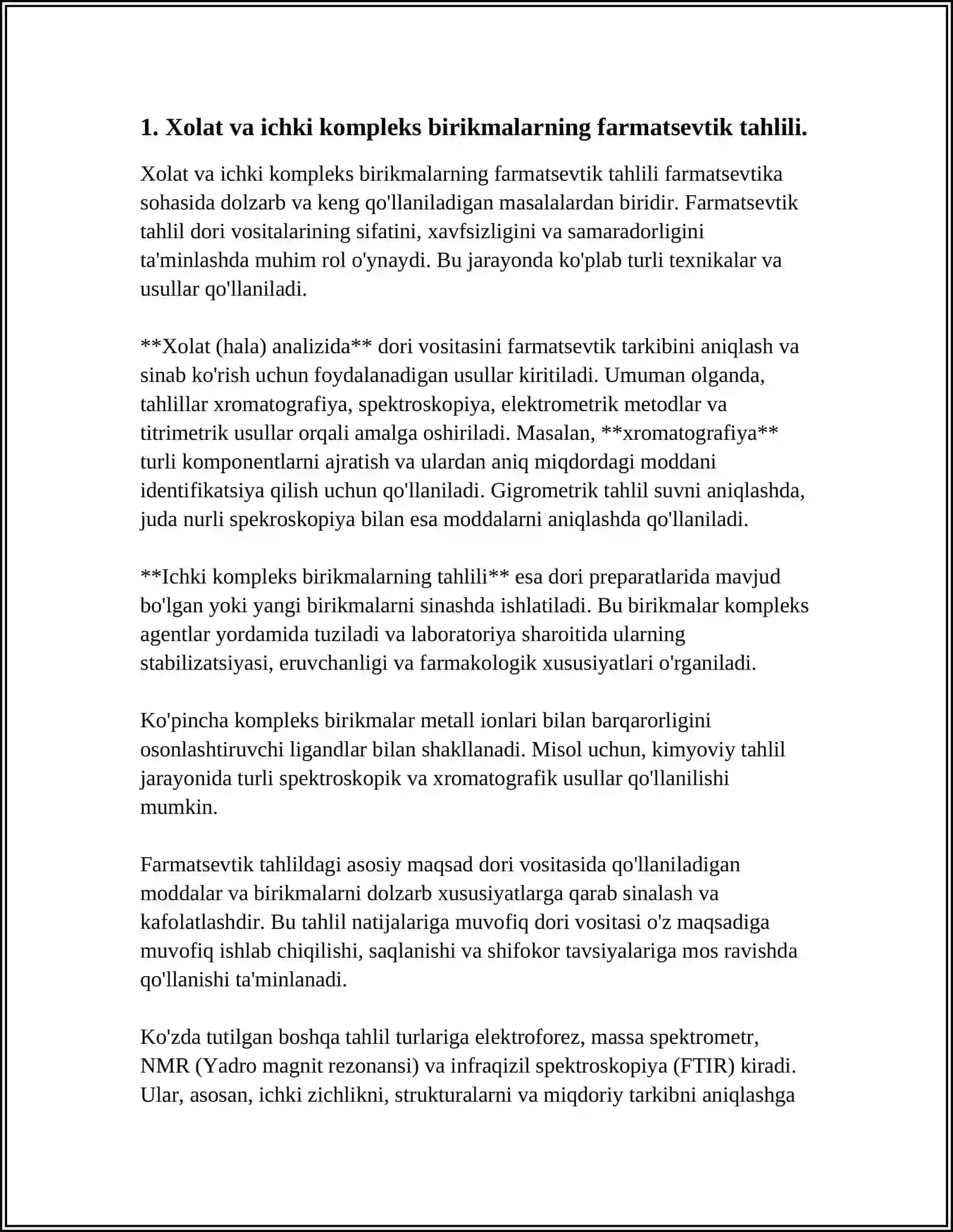 XOLAT VA ICHKI KOMPLEKS BIRIKMALARNING FARMATSEVTIK ANALIZDA QOʻLLANILISHI 3