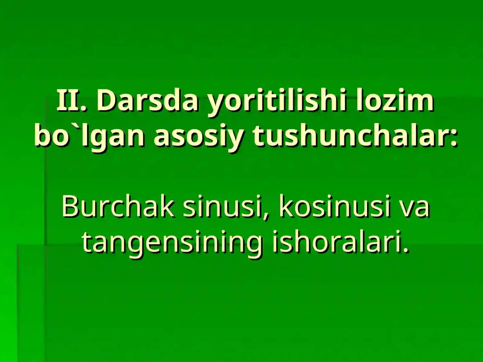 TRIGONOMETRIK FUNKSIYALARNING ISHORALARI 3