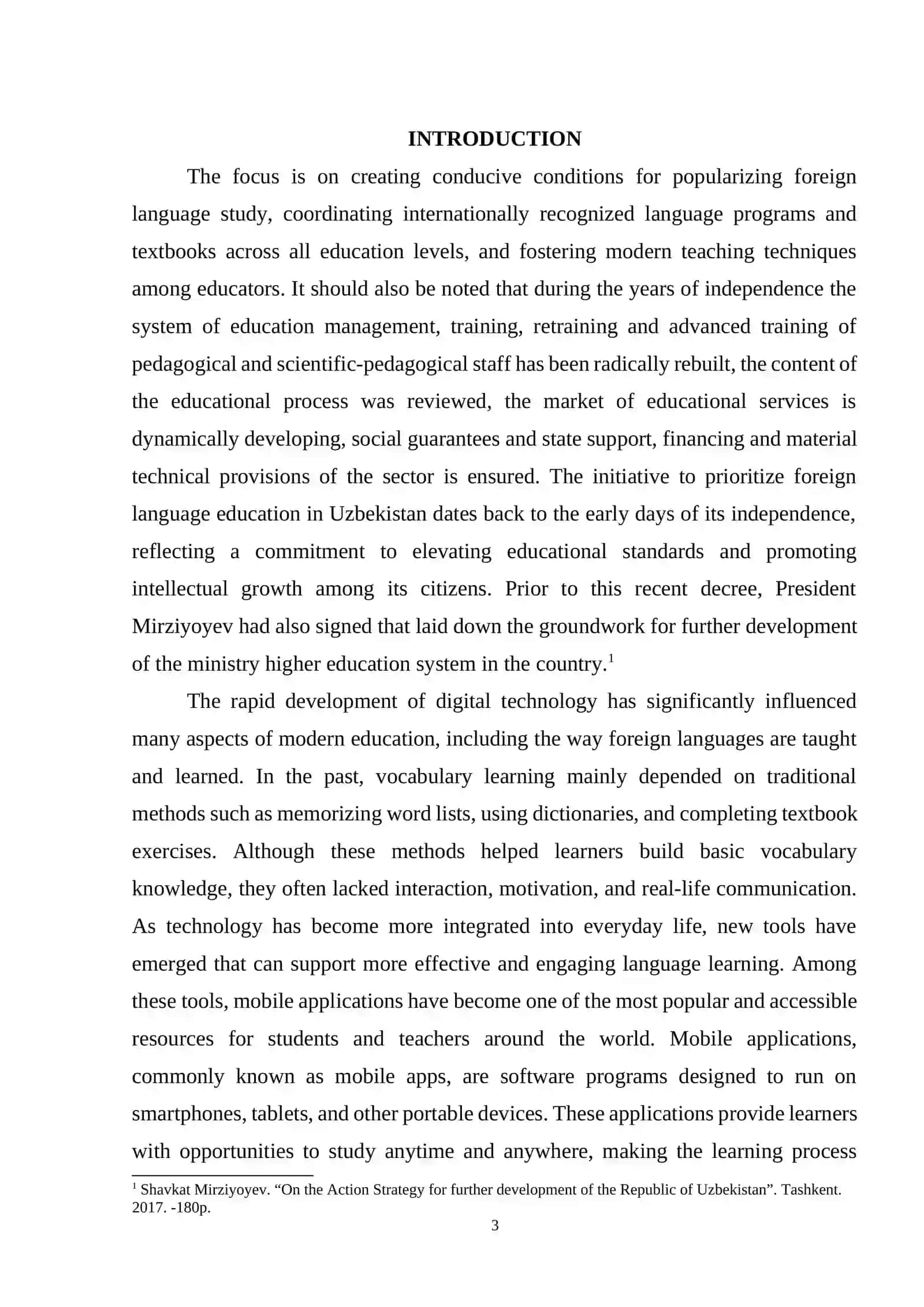 COURSE WORK THEME: THE ROLE OF MOBILE APPS IN ENHANCING VOCABULARY ACQUISITION AND STUDENT ENGAGEMENT 3