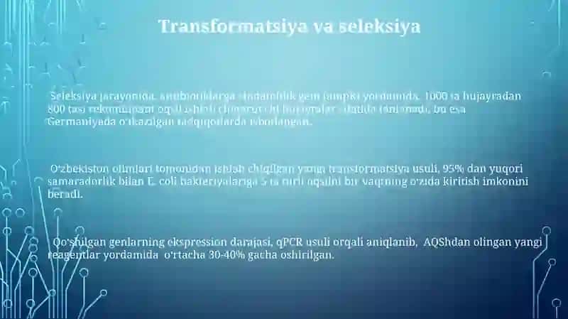 Bir hujayralilardan oqsil ishlab chiqarish biotexnologiyasi 3