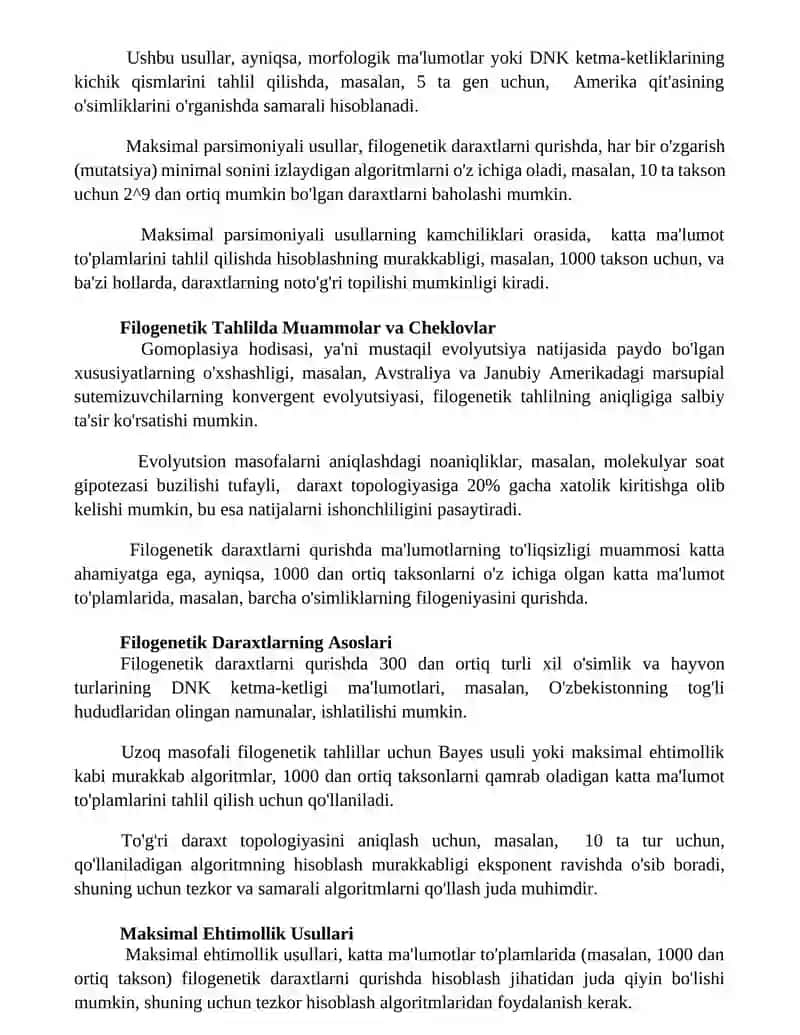 Filogenetik daraxtlarni tuzish algoritmlari 3