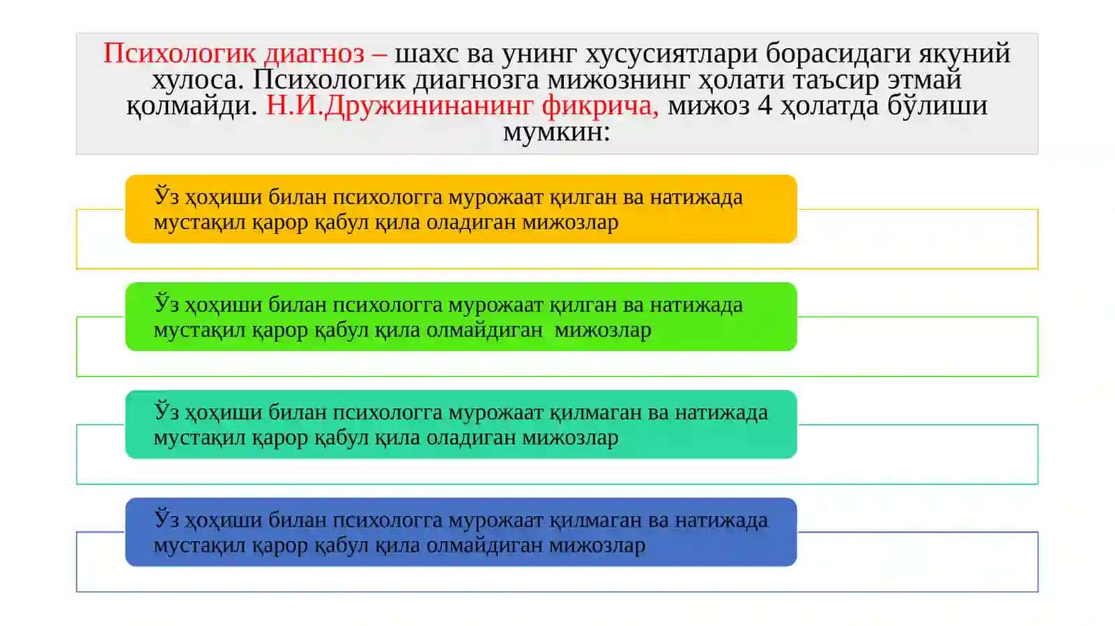 Психологик диагноз ва психологик прогноз психодиагностиканинг асосий йўналиши сифатида 3