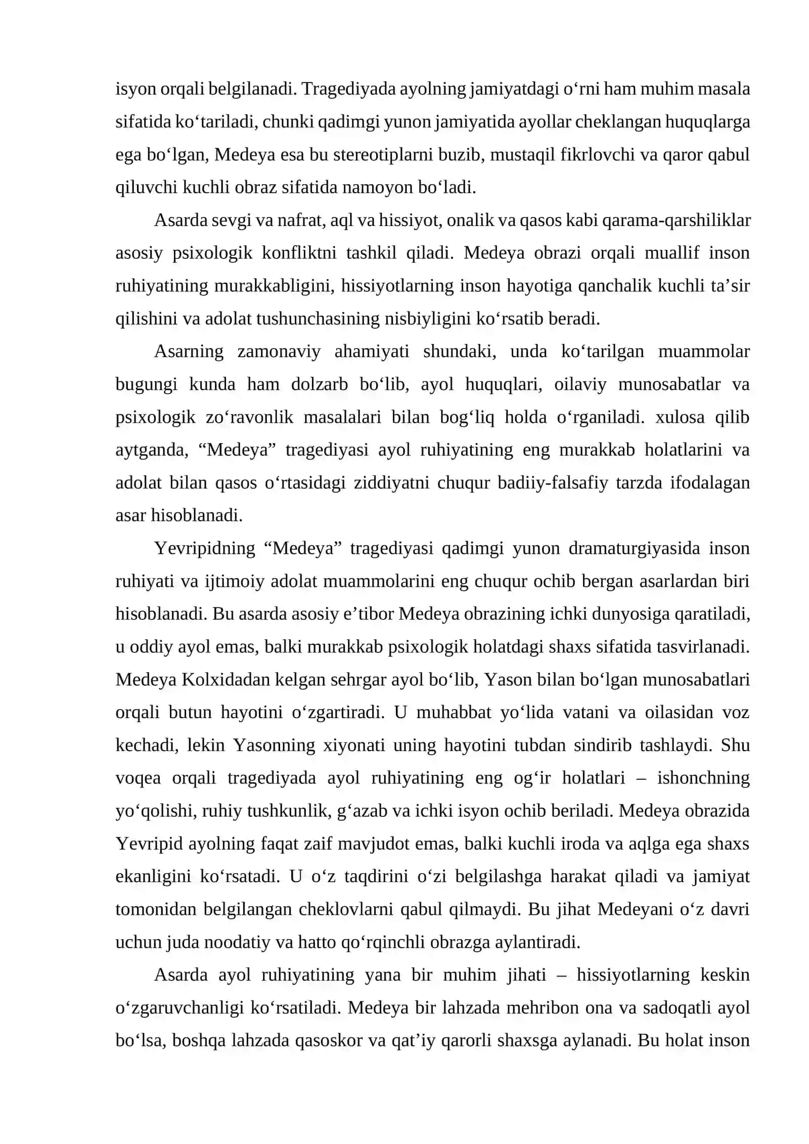 YEVRIPIDNING "MEDEYA"  TRAGEDIYASIDA AYOL RUHIYATI VA ADOLAT IZLANISHI 3