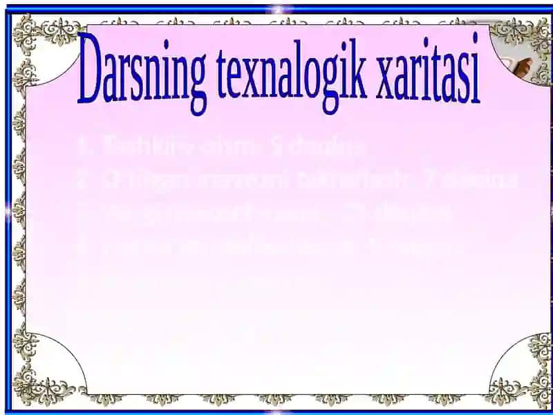 Tabiatning obrazli manzarasini ishlovchi dars. Vatanparvarlik ruhi va komilinson bo'lib yetishishga undash. Yangi bilim ko'nikmalarni hosil qilish. 3