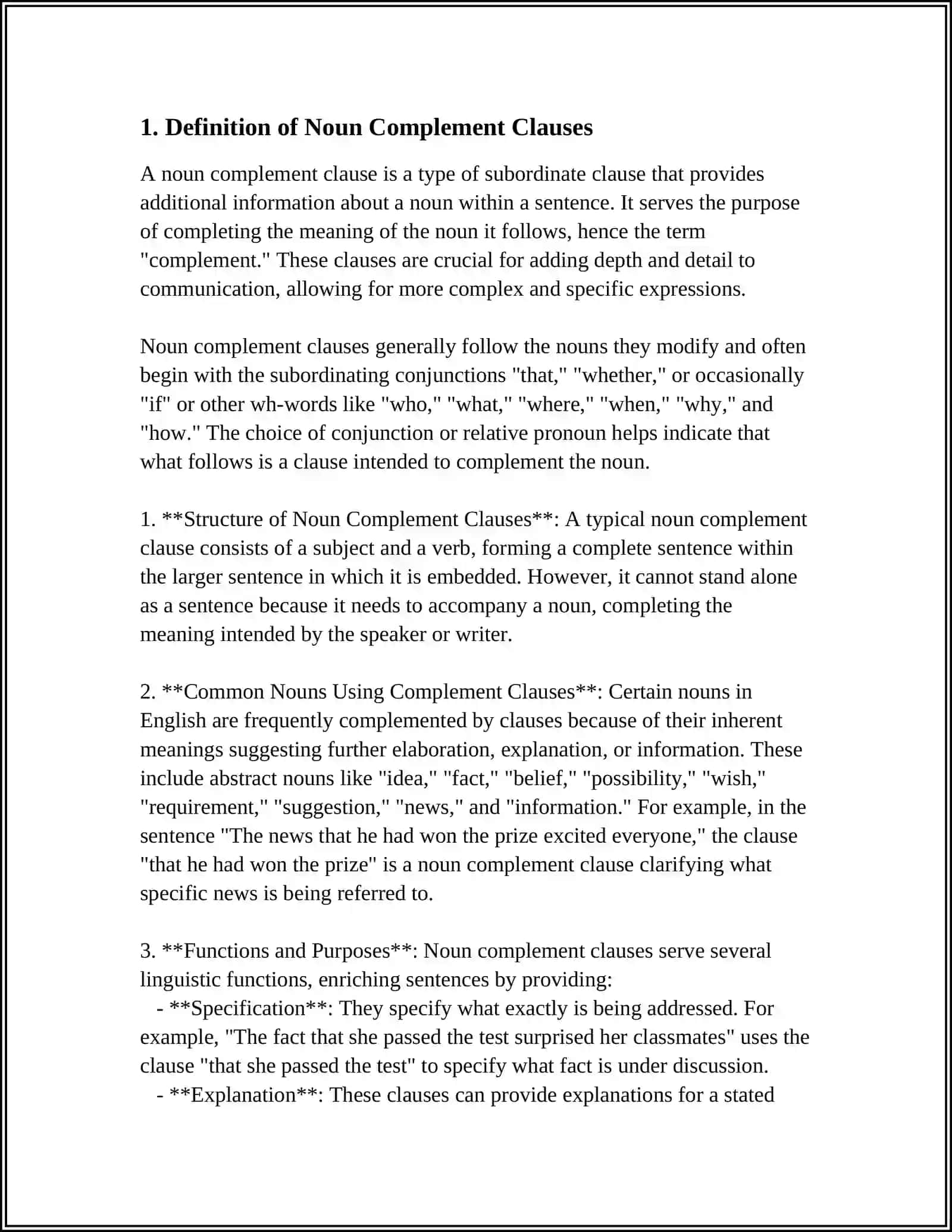 Noun Complement Clauses 3