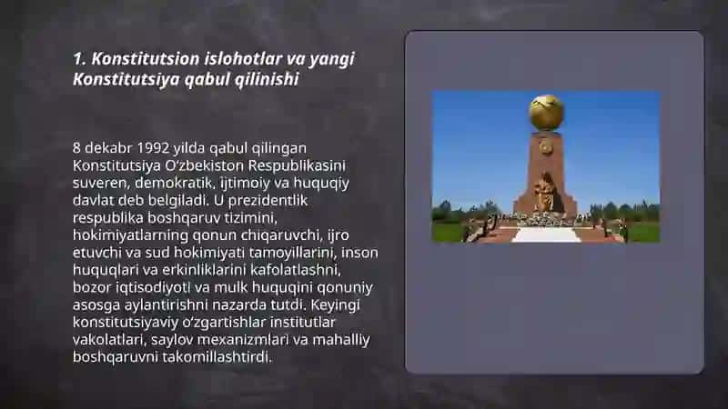 Mustaqillik yillarida davlat boshqaruvi tizimida amalga oshirilgan asosiy islohotlar 3