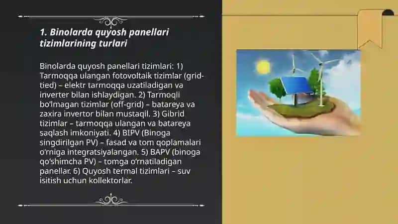 Binolarning quyosh qurilmalari 3