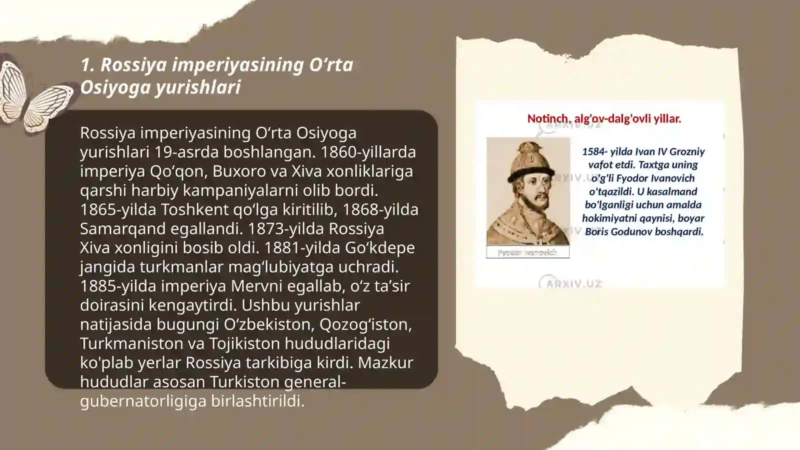 Rossiya imperiyasi Oʻrto Osiyoni istilo qilish davri tarixiy geografiyasi 3