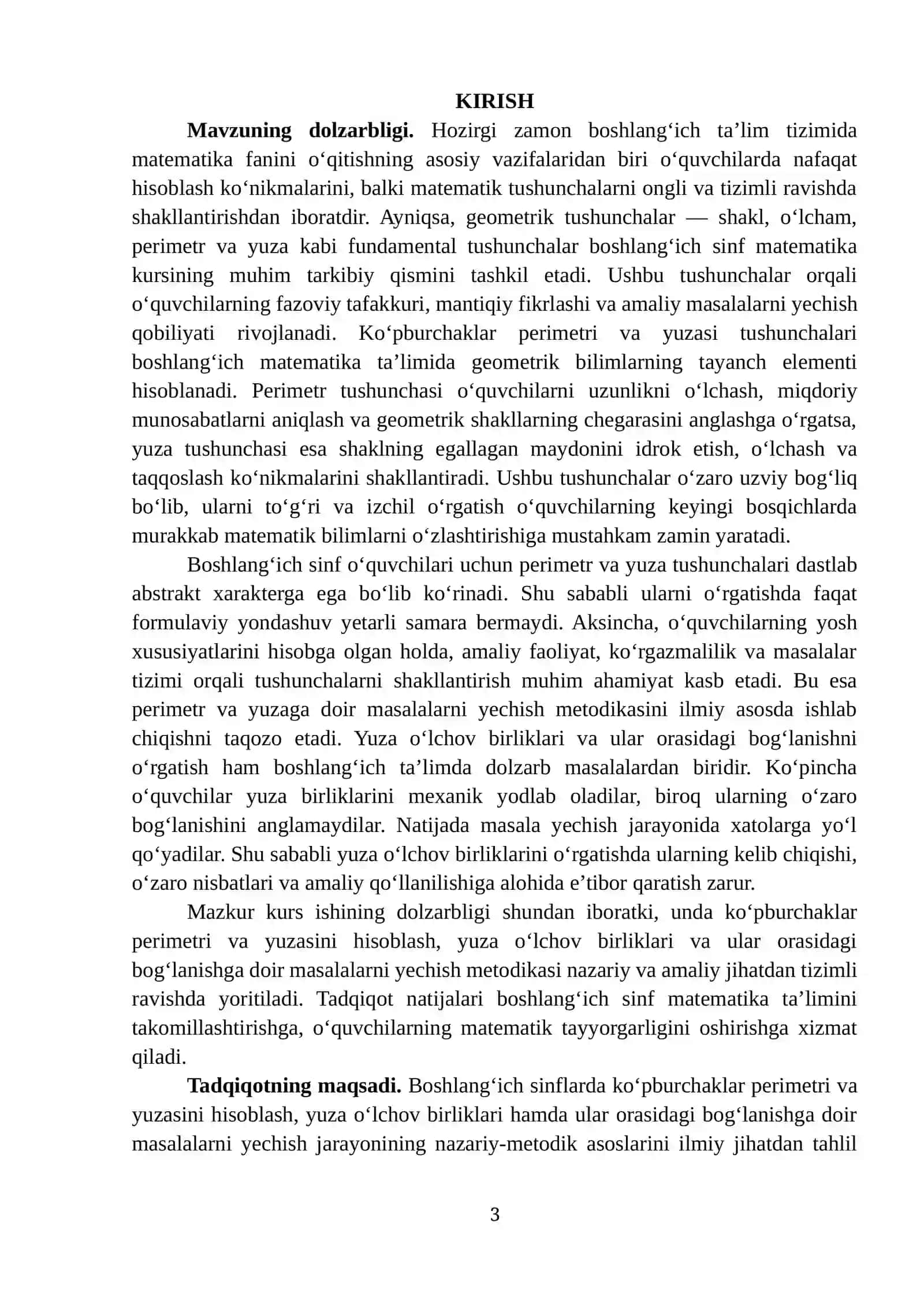 Ko‘pburchaklar Perimetri va Yuzasini Hisoblash, Yuza Olchov Birliklari va Ulari Orasidagi Bog‘lanishga Doir Masalalar Yechish 3