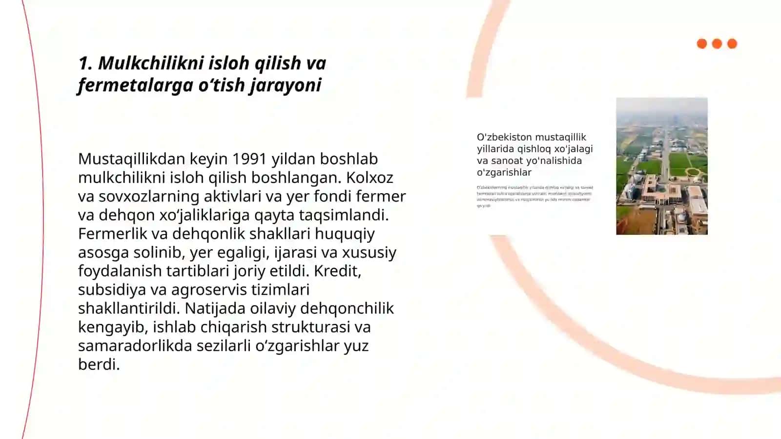 Mustaqillik yillarida qishloq xõjaligi va sanoat sohasidagi õzgarishlar 3
