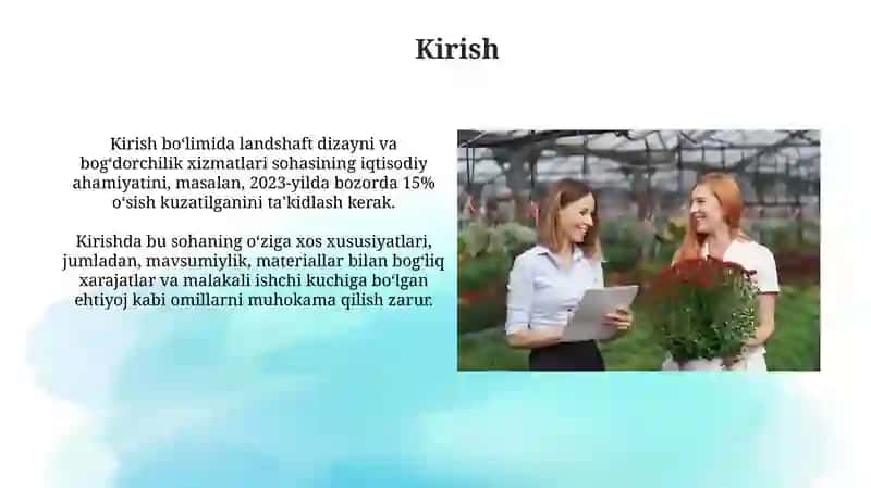 Landshaft dizayni va bog'dorchilik xizmatlarini ko'rsatuvchi tashkilotlarda hisob 3
