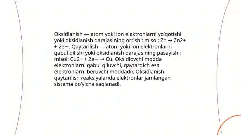 Oksidlanish - qaytarilish reaksiyalari 3