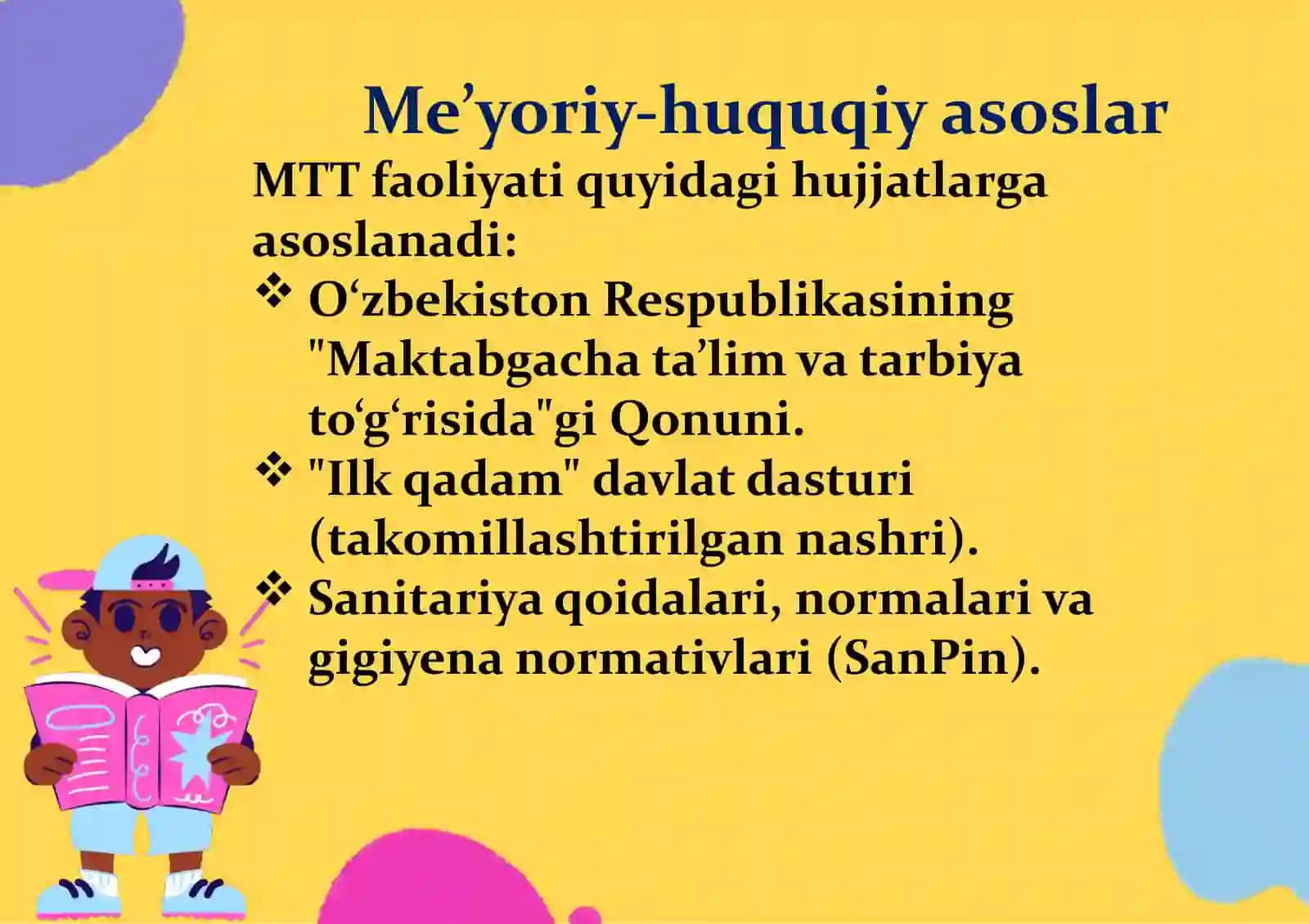 Maktabgacha ta’lim tashkilotlarining umumiy guruhlarida ta’lim jarayonini tashkil etish va olib borish tartibi. 3