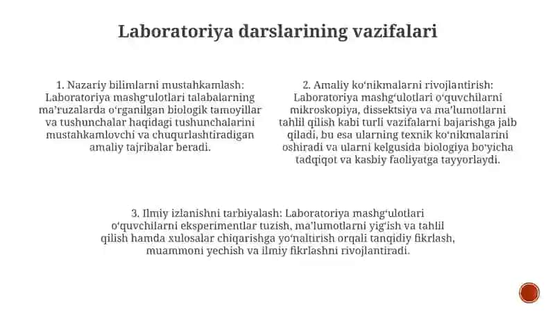 Biologiyadan Labaratoriya MashgʻUlotlarini Tashkil Etish Va OʻTkazish Metodikasi 3