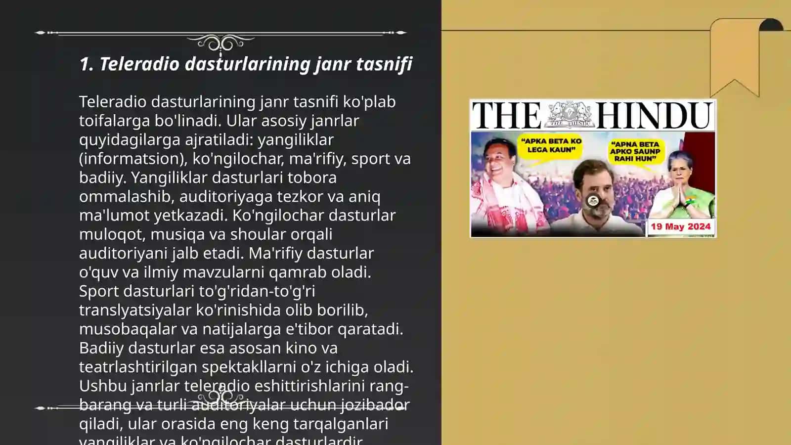 Teleradio tahliliy dasturlarni tahlil qilish: janr xususiyatlari 3