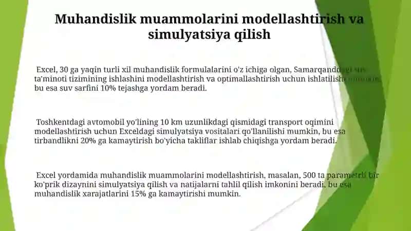 MS Excel dasturida muhandislik masalalarini yechish 3