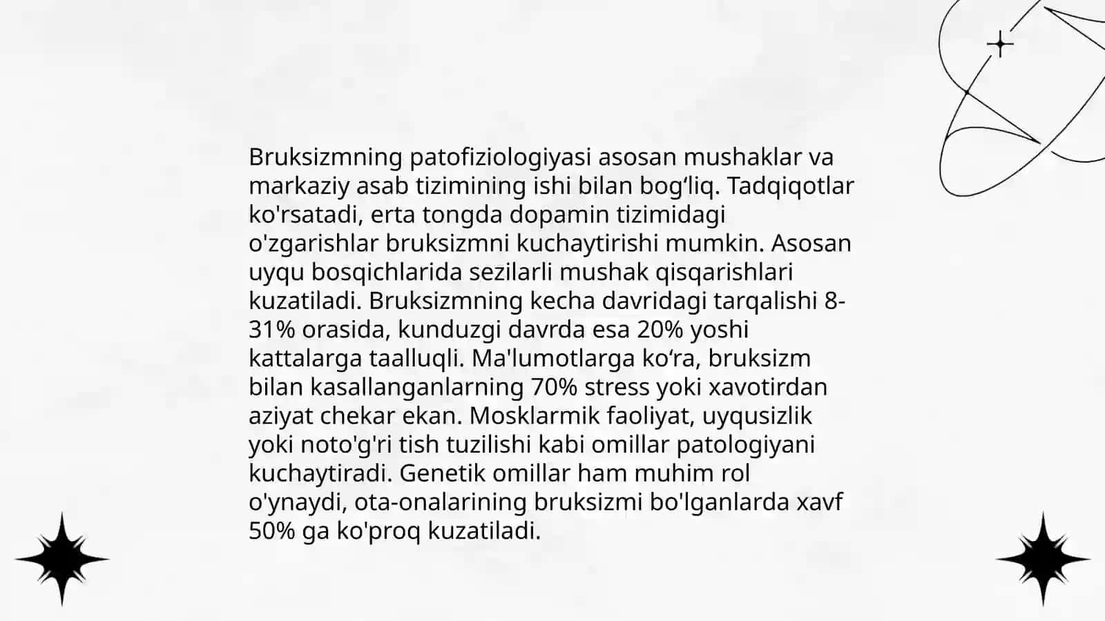 Yuz-jag‘ sohasidagi patologik o‘zgarishlarning fiziologik asoslari (bruksizm, artrit, nevralgiya) 3