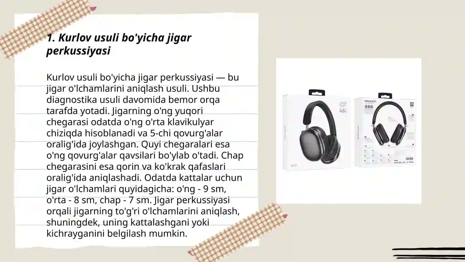 Kurlov bo'yicha jigar perkussiyasi, buyrak palpatsiyasi 3