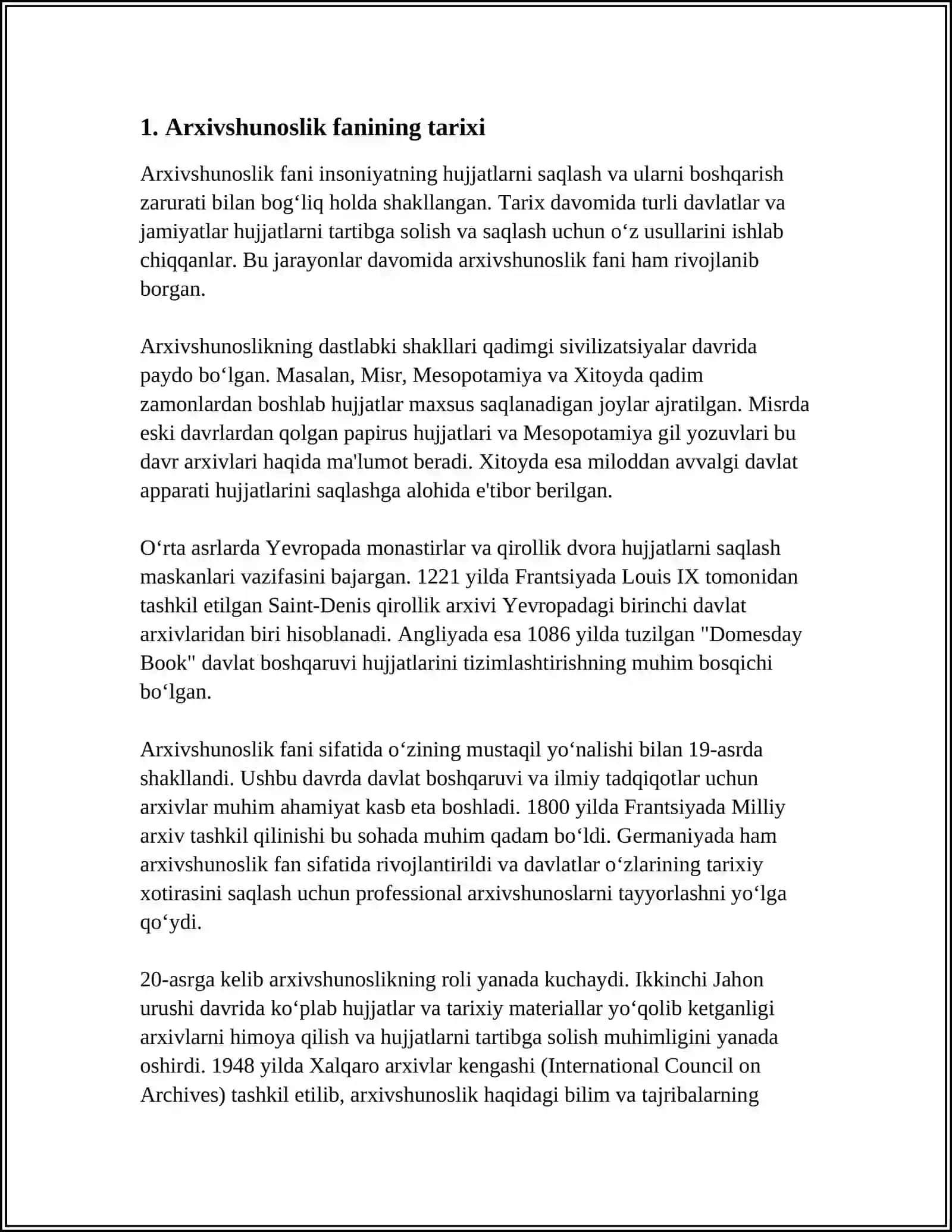 ARXIVSHUNOSLIK FANINING PREDMETI, MAQSADI VA VAZIFALARI 3