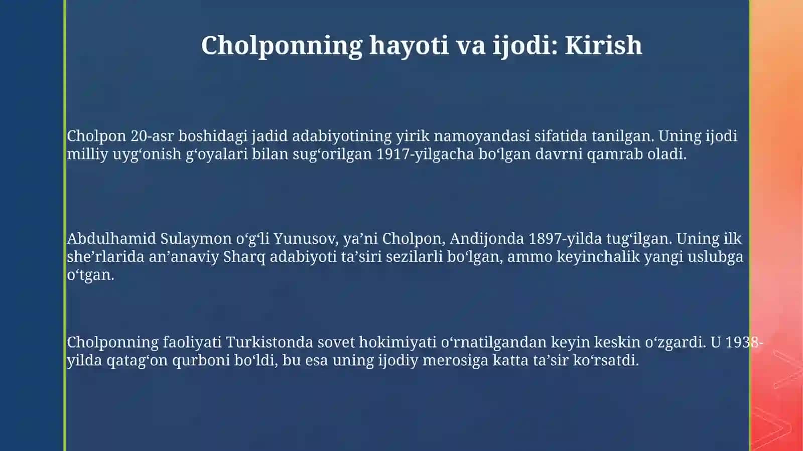 Abdulhamid Choʻlpon hayoti va ijodi 3