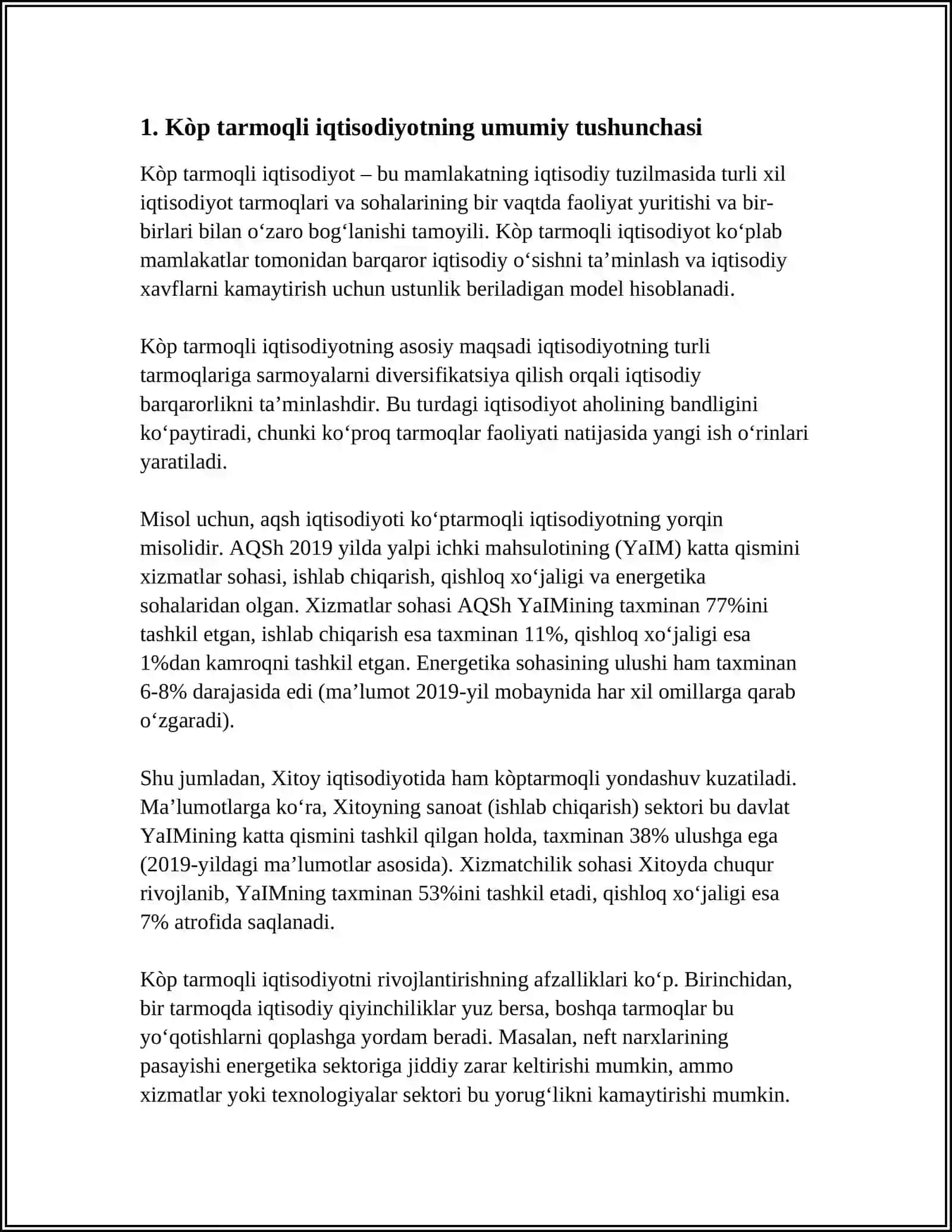 KÒP TARMOQLI IQTISODIYOTNING LEONT'EV MODELI 3