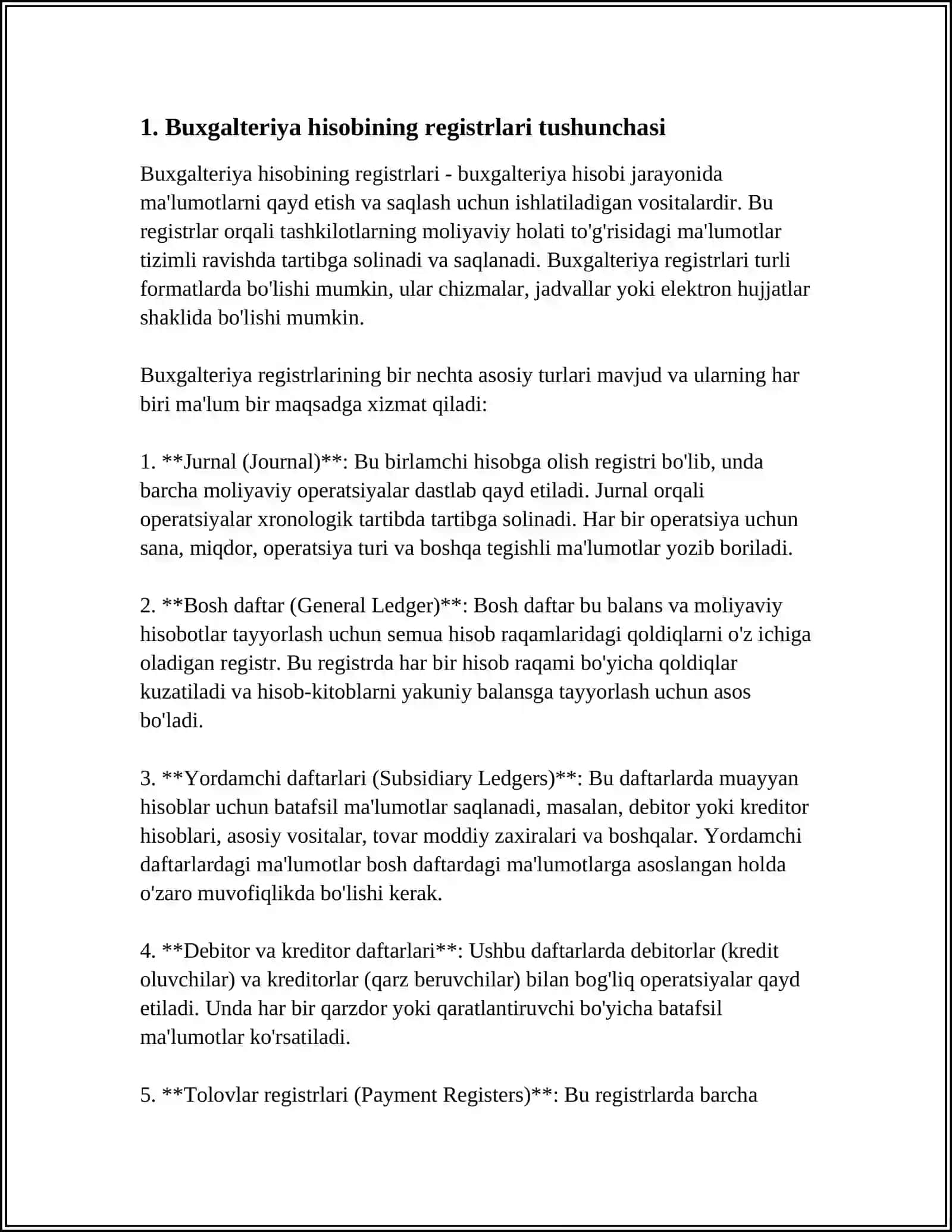 BUGALTERIYA HISOBINING REGISTIRLARI ULARNING AHAMIYATI TURLARI VA SHAKLLARI 3