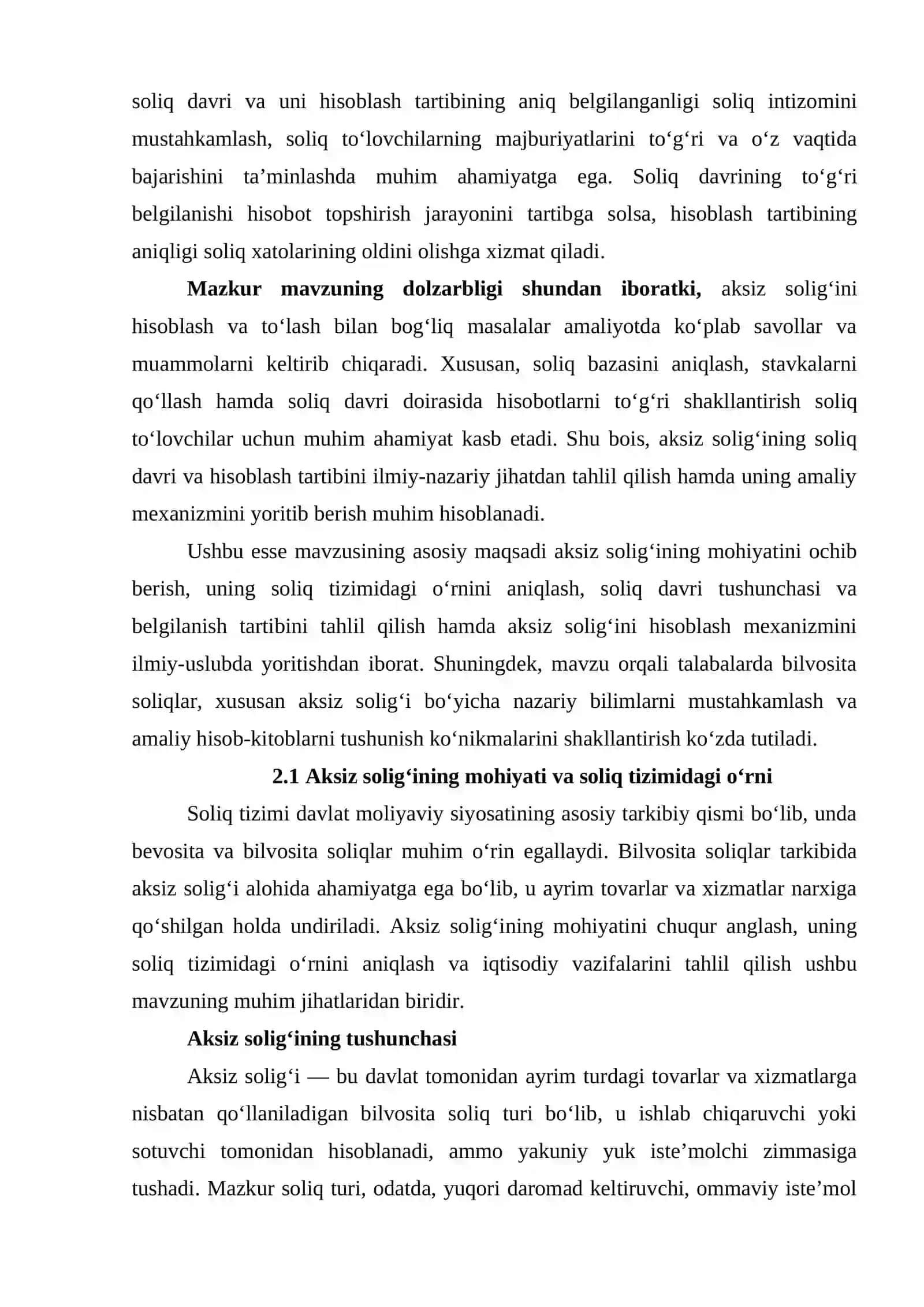 AKSIZ SOLIGʻINING SOLIQ DAVRI VA HISOBLASH TARTIBI 3