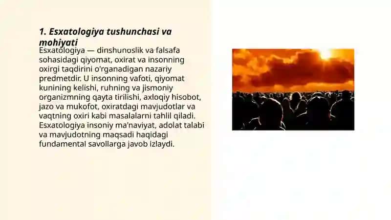 Esxatologiya mohiyati qiyomat va oxirat dunyosi Amirxon 3