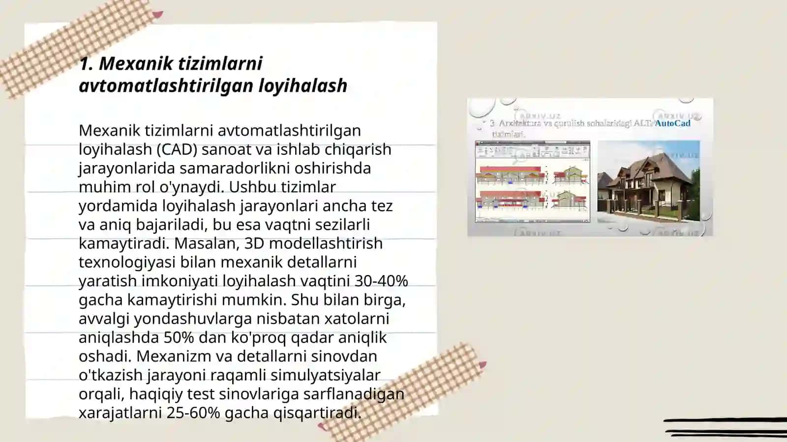 Mexanik tizimlarni avtomatlashtirilgan loyihalash 3