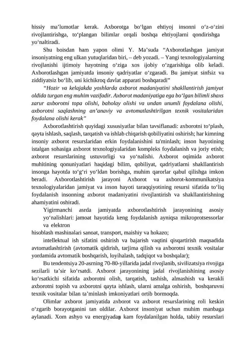 AXBOROTNI JAMIYATDA TUTGAN O`RNI VA AHAMIYATI 3