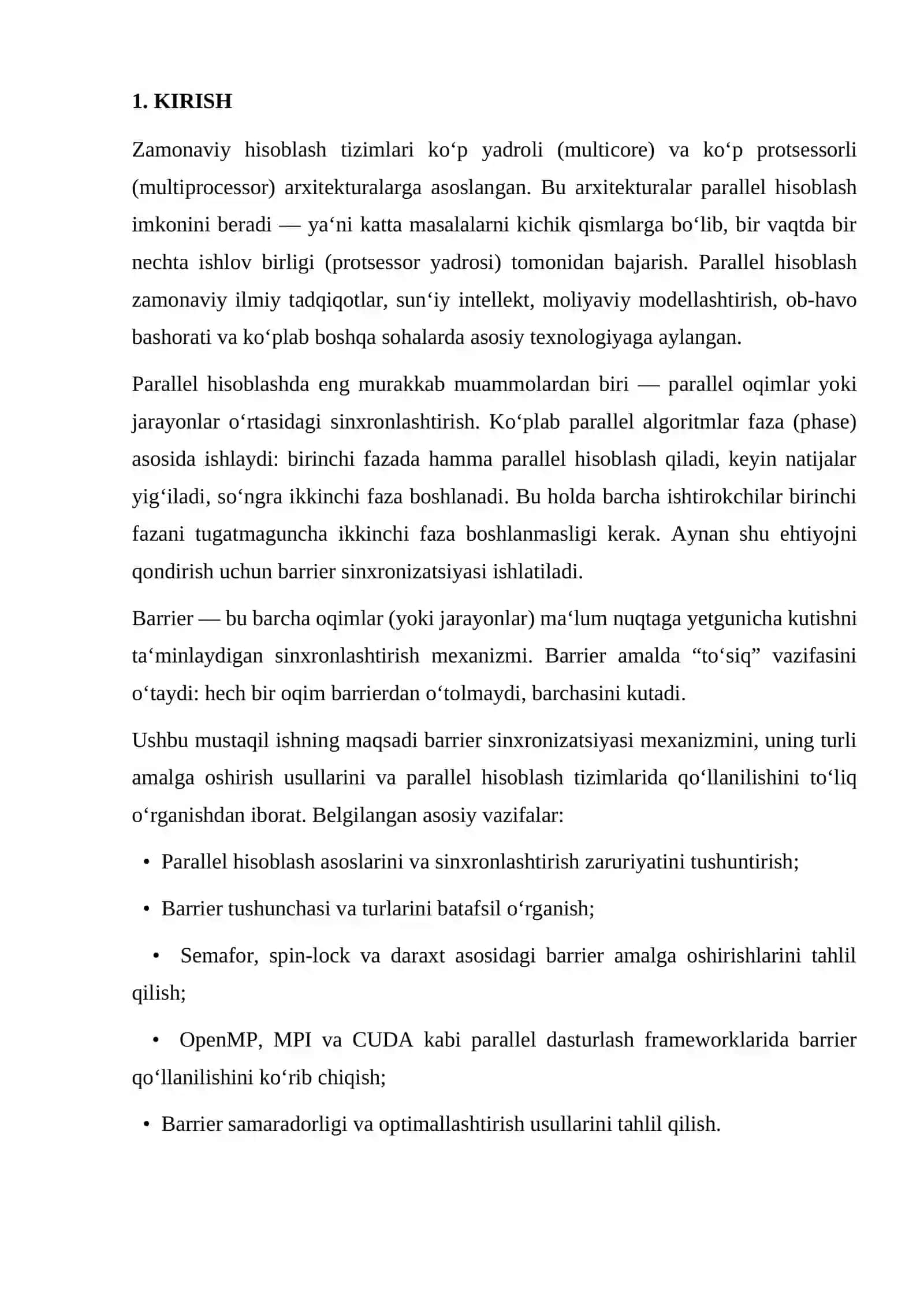"Barrier sinxronizatsiyasi va parallel hisoblashda qoʻllanilishi" 3