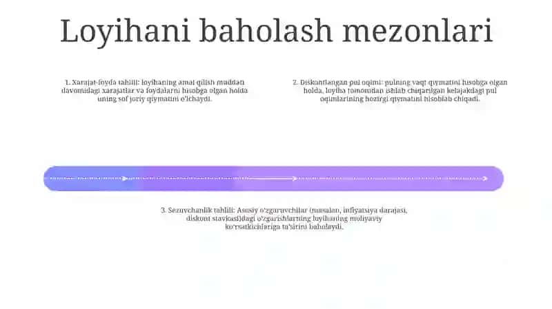 Loyihaning Muqobil Variantlarini Taqqoslash Usullari 3
