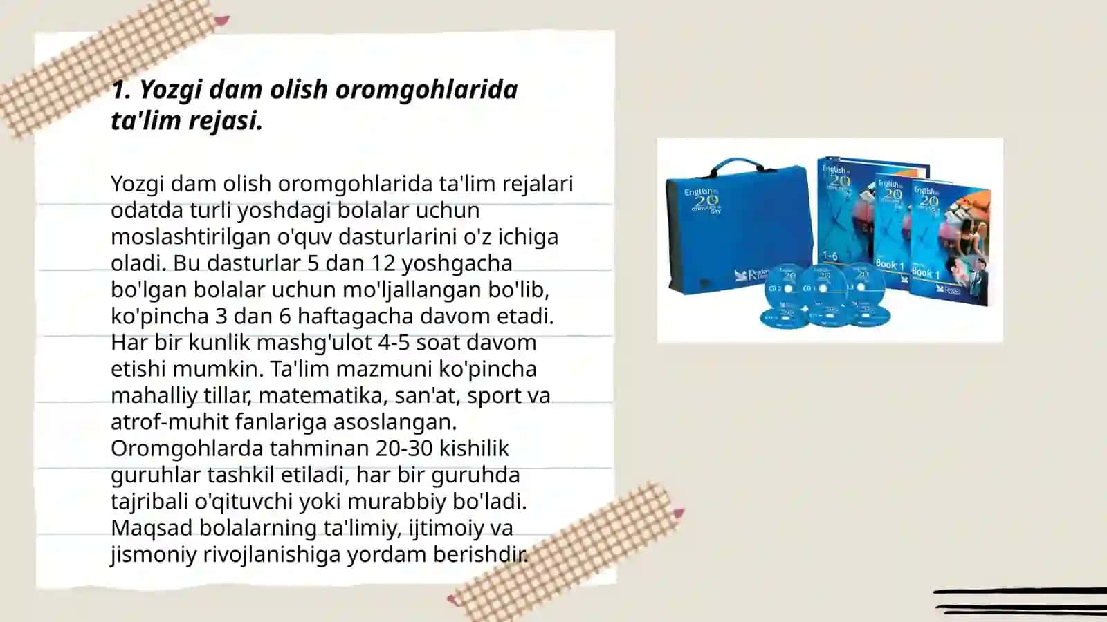 Yozgi dam olish oromgohlarida pedagogik faoliyatni tashkil etish 3