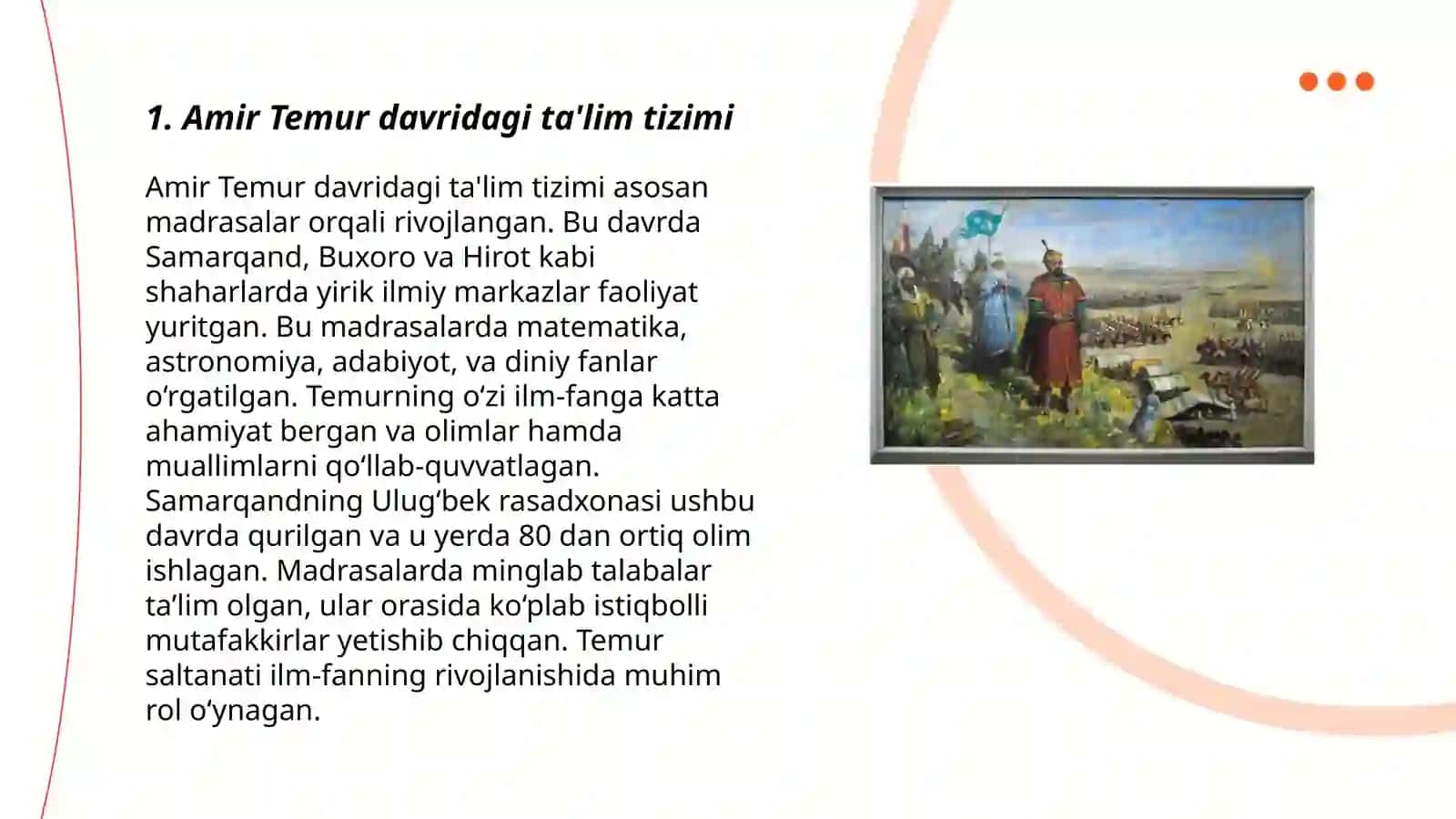 Amir Temur va temuriylar davrida milliy ma’naviyatimizning qayta uyg’onishi va yuksalishi 3