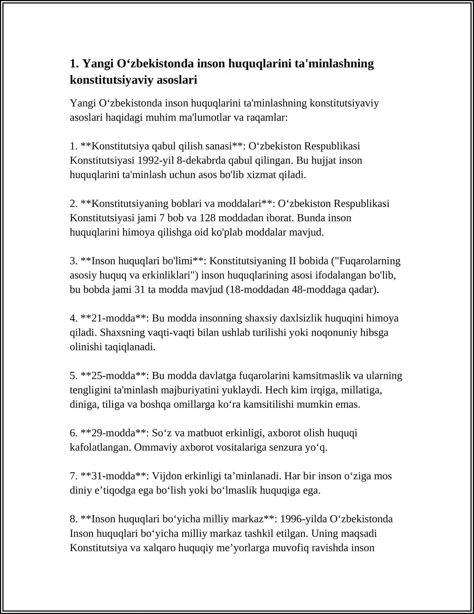 Yangi Oʻzbekistonda Inson Haq-Huquqlari va Erkinliklari Kafolatining Yaratilishi 3