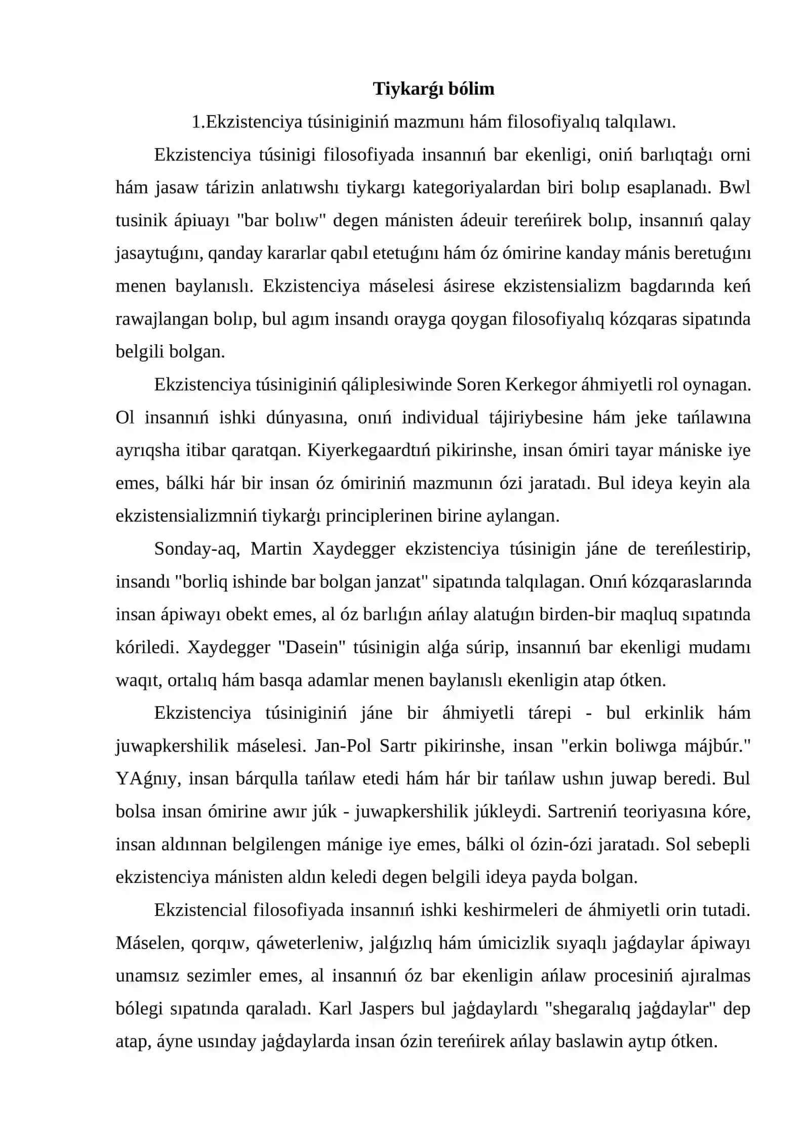 Ekzistenciya túsinigi hám psixologiya menen baylanısı 3