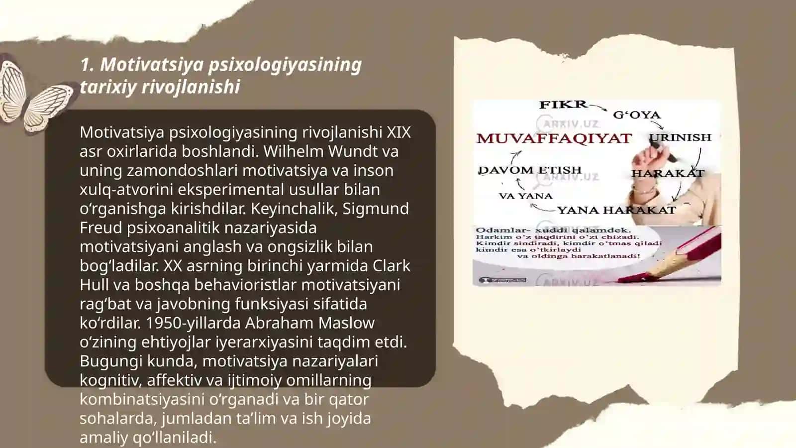 Motivatsiya jarayonlari psixologiyasi tarixi va hozirgi holati 3