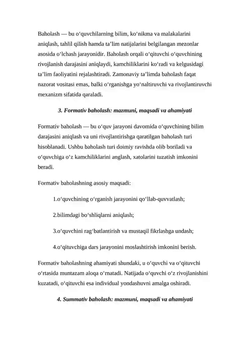 FORMATIV VA SUMMATIV BAHOLASHNING AHAMIYATI 3