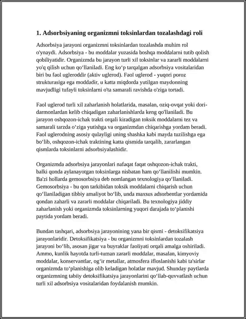 ORGANIZMNING VAQT FAOLIYATIDA VA DAVOLASH USULLARIDA ADSORBSIYA JARAYONINING AHAMIYATI 3
