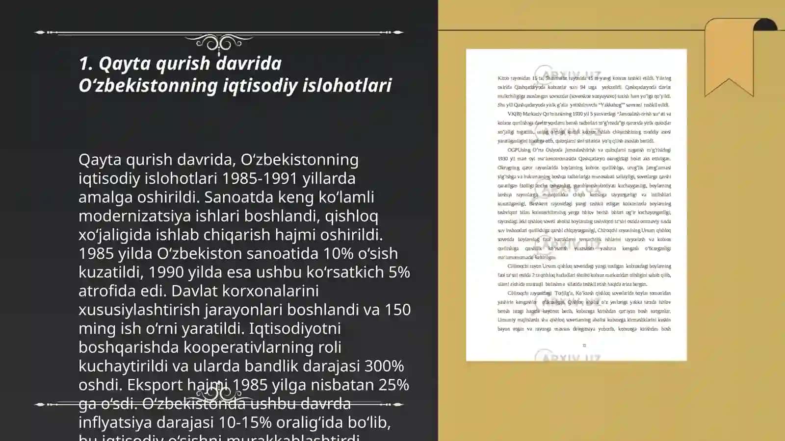 Qayta qurish yillarida O‘zbekistonning ijtimoiy-iqtisodiy hayoti 3
