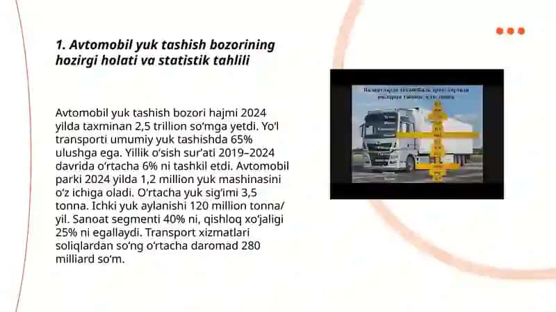 Avtomobillarda yuklarni tashishning hozirgi holati rivojlanish istiqbollari 3