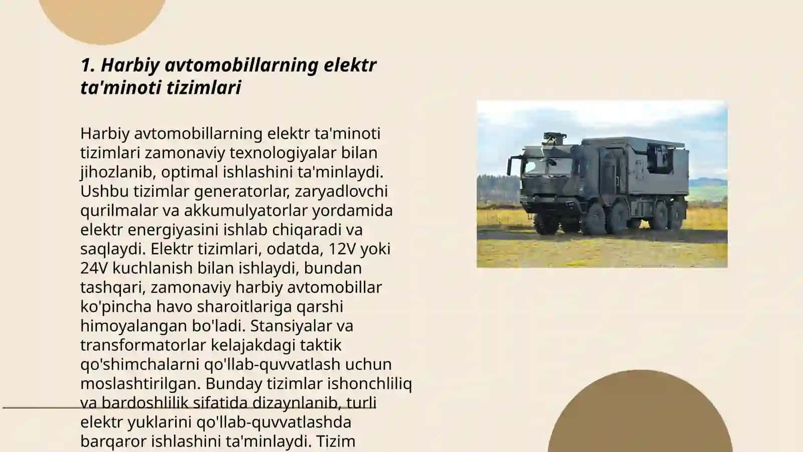 Harbiy avtomobillarni elektr jihozlari 3
